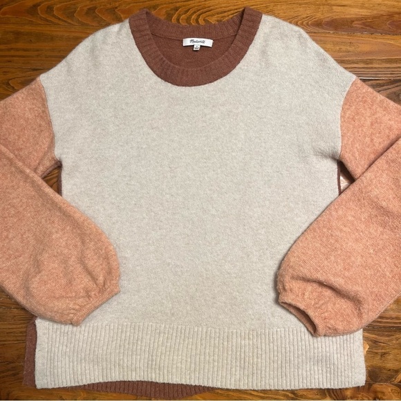 Madewell Merino Wool Alpaca Blend Colorblock Payton Sweater in Coziest Yarn S - Picture 2 of 13